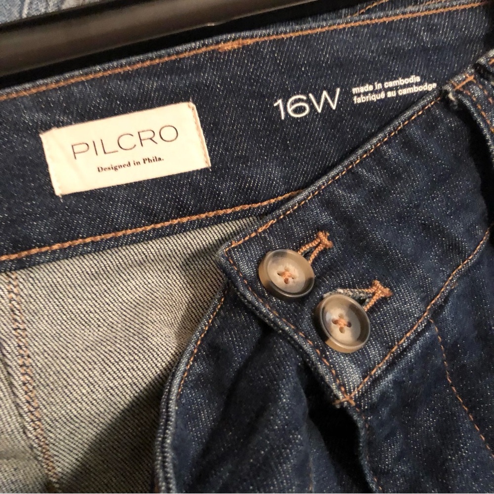 Pilcro Anthropologie Seamed High Rise Cropped Wide Leg Jeans Skipper - Picture 6 of 7